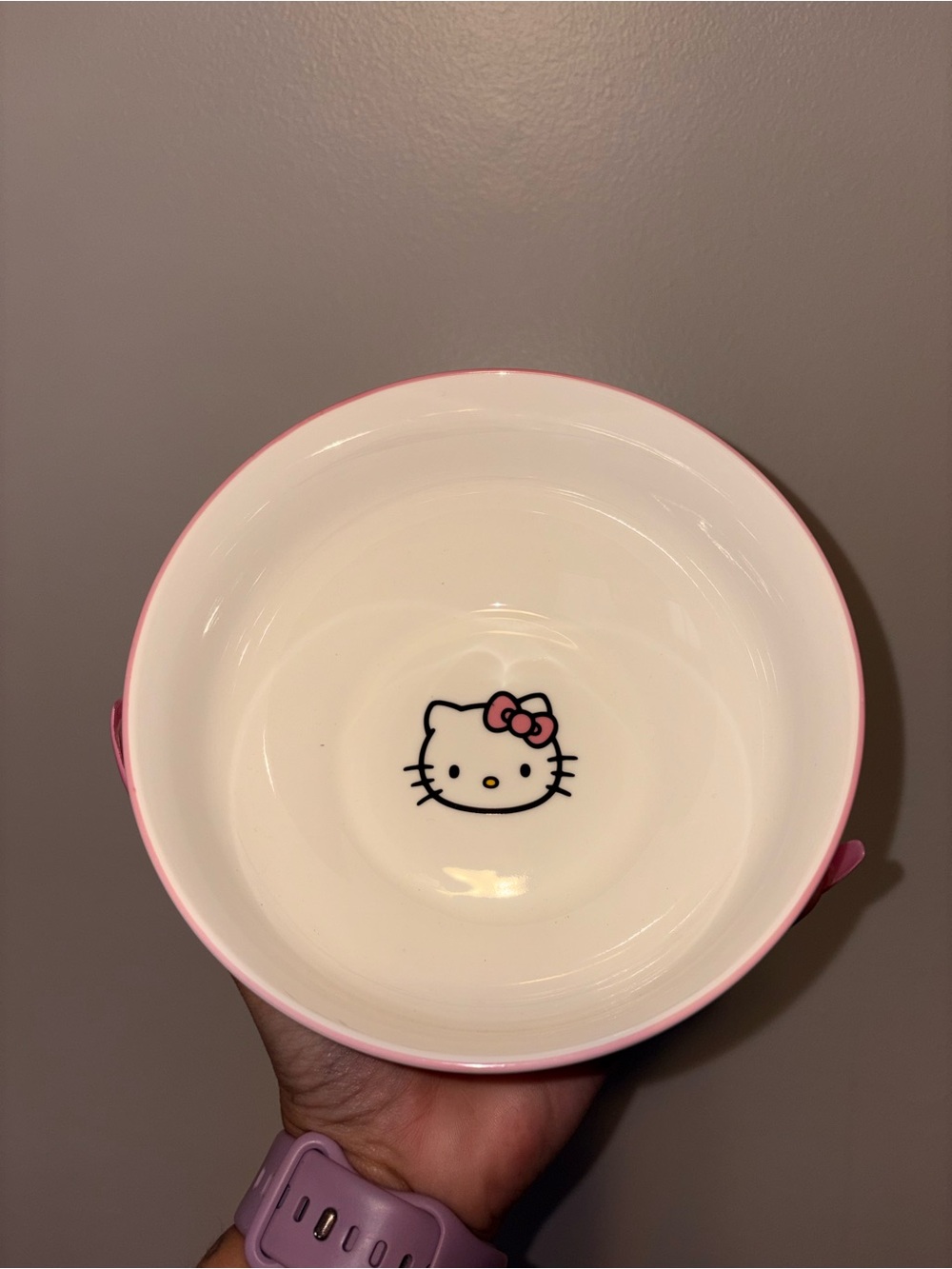 Hello Kitty Pink Rim Ceramic Bowl